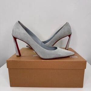 CHRISTIAN LOUBOUTIN Condora Pumps Light Blue Suede Pointed Toe Stiletto Heel 38